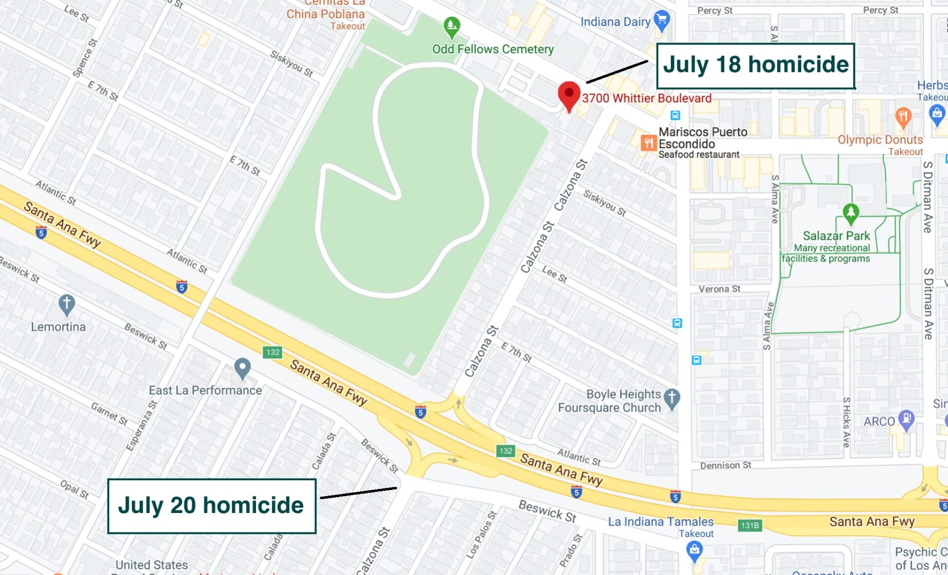Boyle Heights murder map